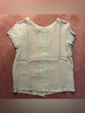 Cynthia Rowley Light Mint Short Sleeve 100% Linen Top - Women size small